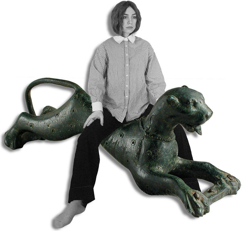 Martha riding ontop a Panther figurine