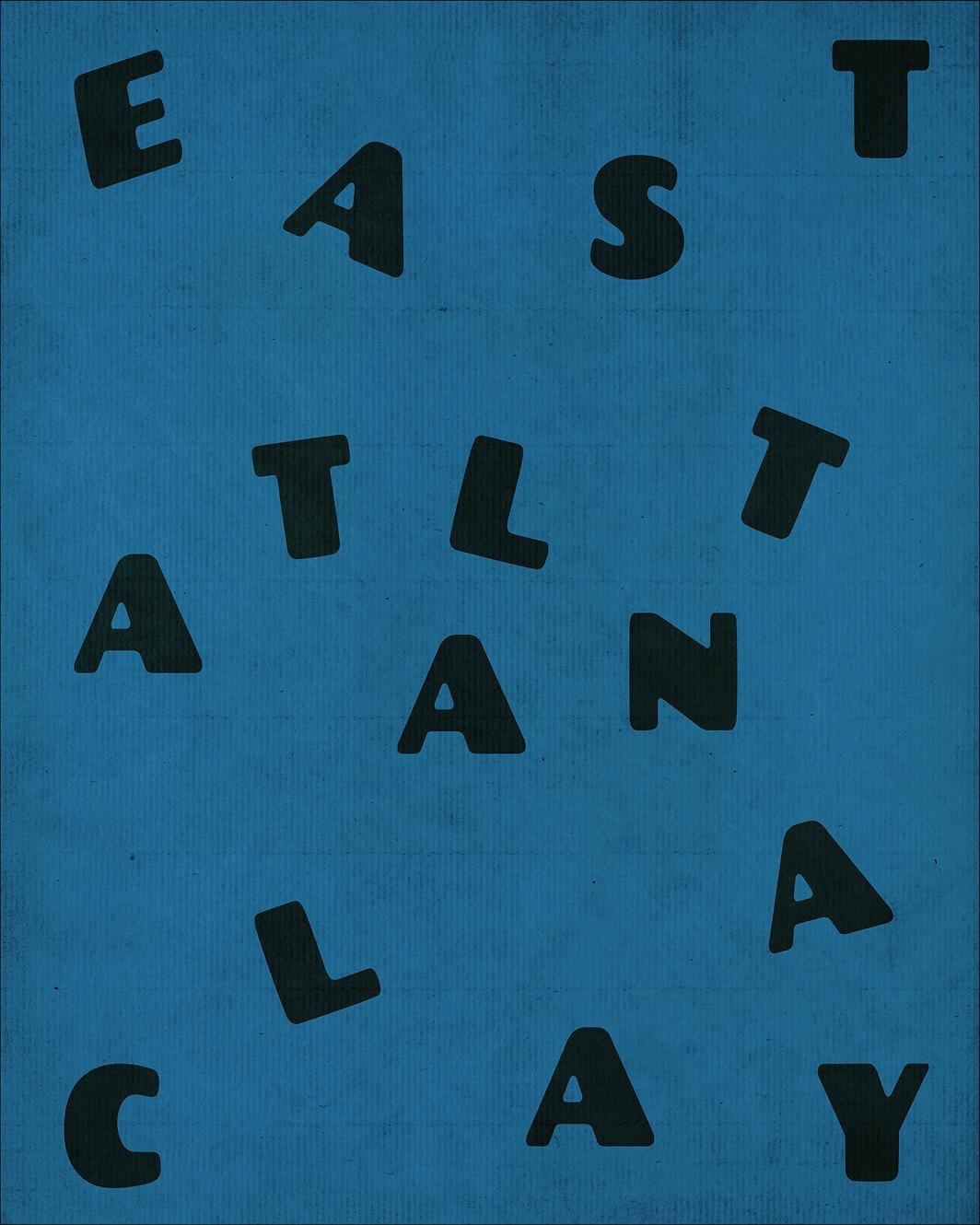A fun graphic to display East Atlanta Clay's business name creatively, with dispersed letters