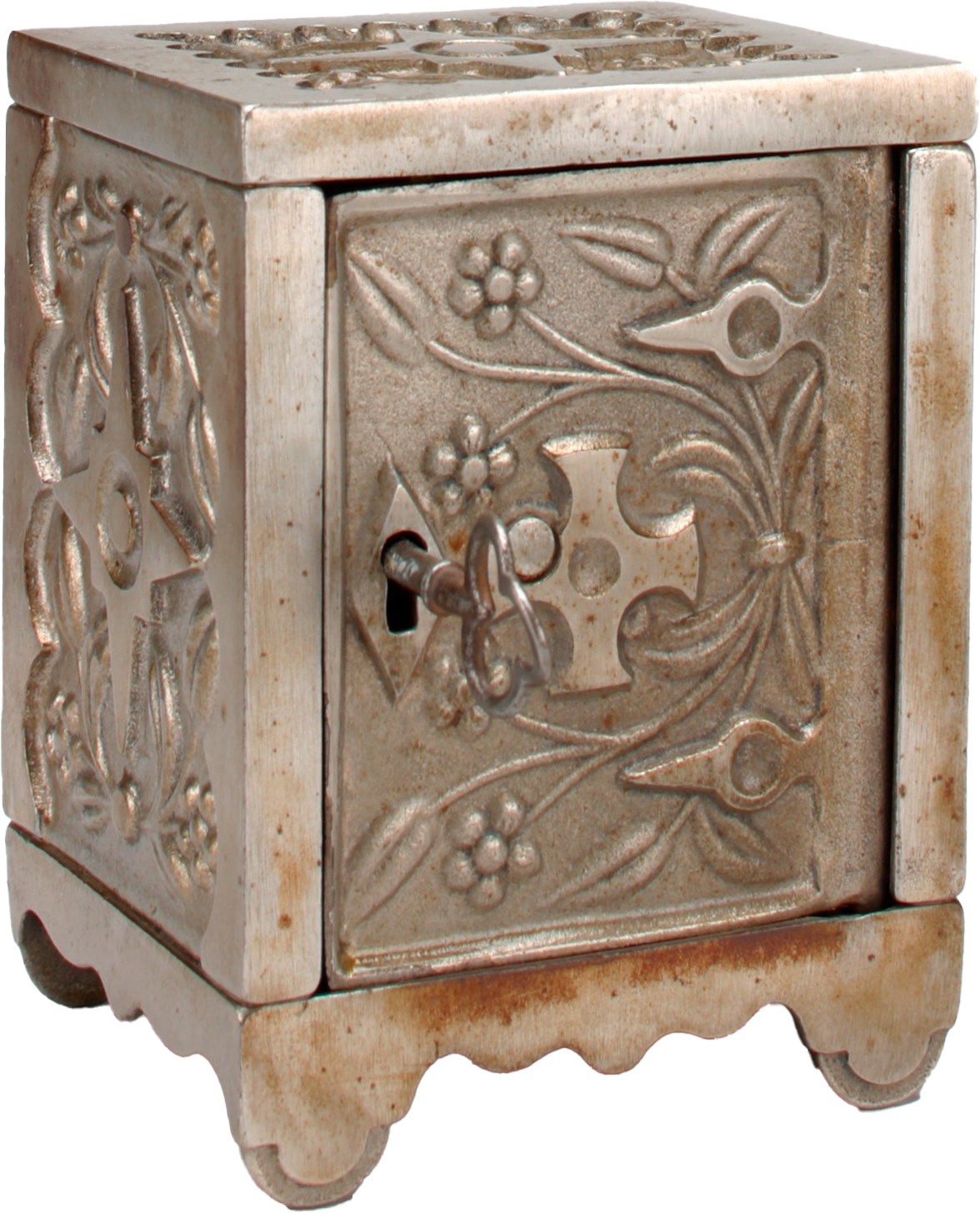 Antique silver decorated safe