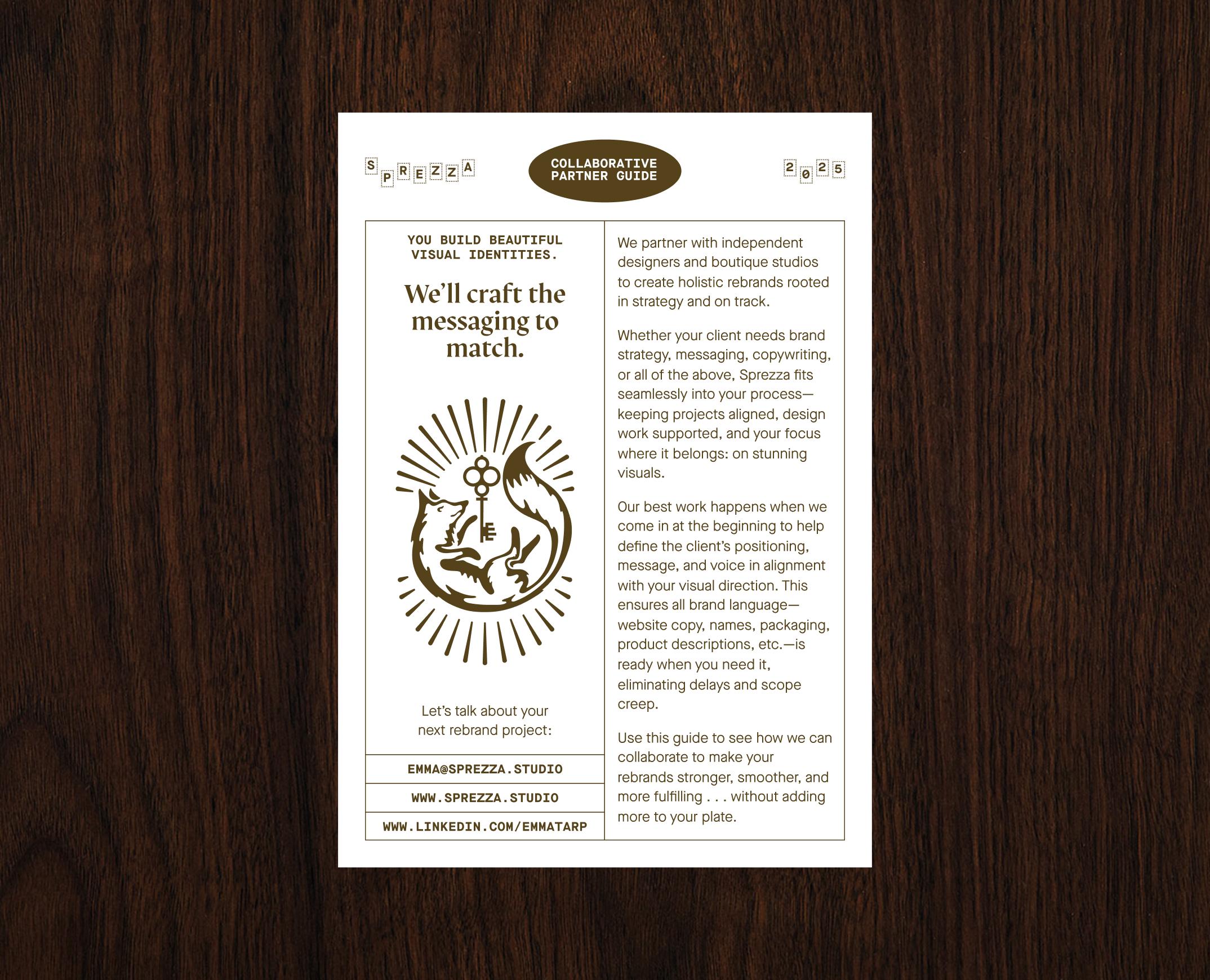 The cover page of a compact service guide, designed to be printed for the real world
