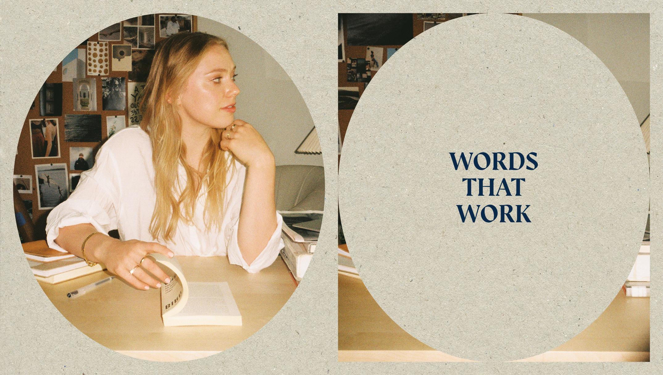 Layout design with the words "words that work